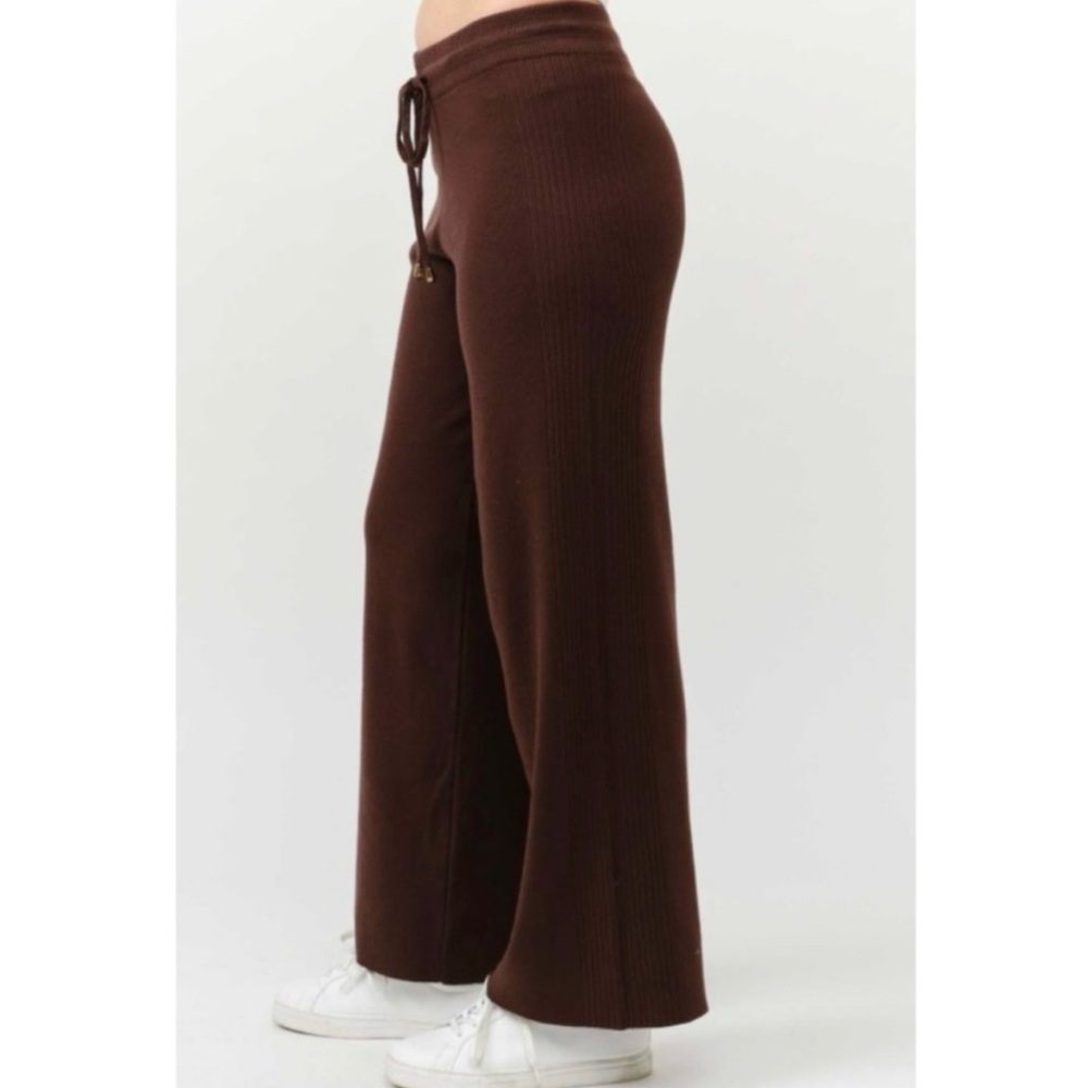 Viscose Blend Brown Rib Knit Turtleneck & Tie-Waist Wide Leg Pants Sz SM NWT! - Picture 5 of 8